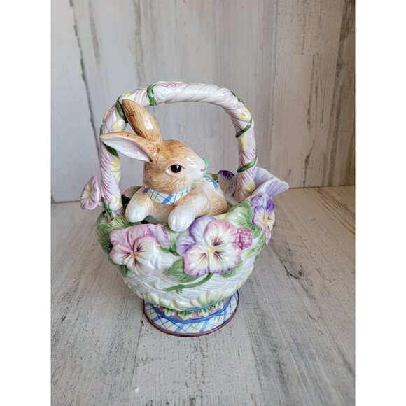 Fitz Floyd Halcyon bunny teapot vintage unique home decor flower - Picture 3 of 9